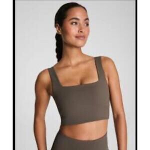 NWT Spanx Cropped Square Neck Get Moving Shelf Tank Monarch Size Medium Mineral